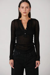 Xavier Button Top - Black