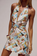 Holly Mini Dress - Vacay Aqua