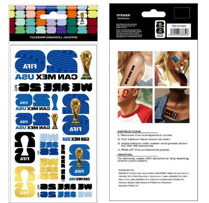 FIFA World Cup 2026 Host Countries Tattoo Sheet US