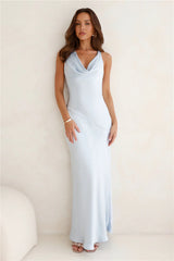 Cassandra Cowl Neck Maxi Dress - Ice Blue