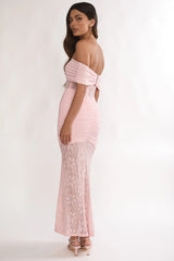 Silver Moon Off-Shoulder Maxi Dress Floral Pink