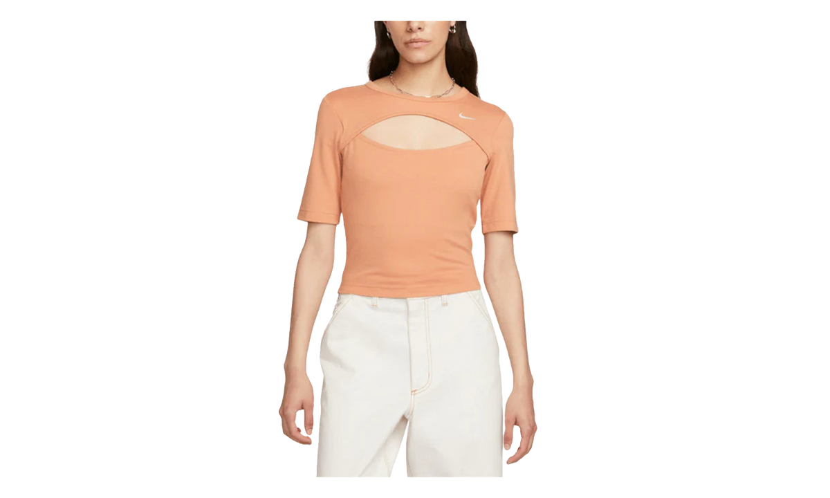NSW Essential Cut-out Swoosh Logo Tee WMNS"Amber Brown/ Sail" FB8282 225