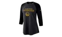NBA GS Warriors Wordmark 3/4‑Sleeve Raglan WMNS"Charcoal Black" AQ6085 060